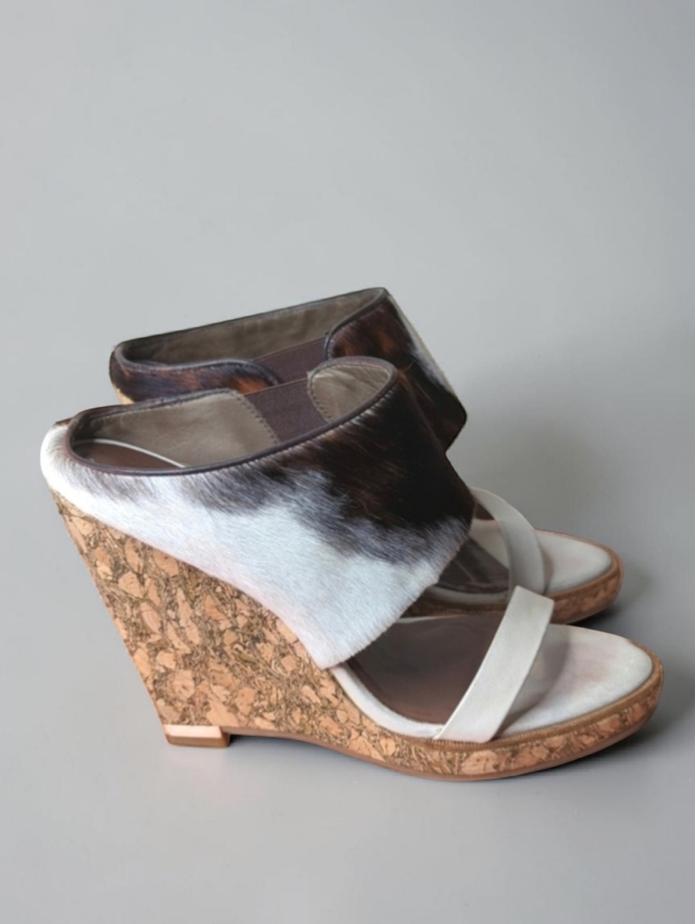 All Saints Leather Calf Hair Hepworth Sandals Platform Cork Wedge 40/10